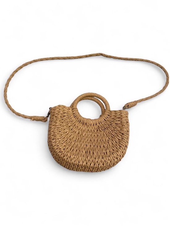 Handbags - Woven Straw Crossbody Bag in Natural Brown